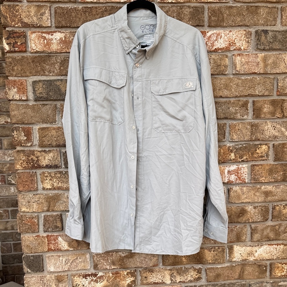 Realtree EAG Elite Engineered Angling Gear Gray sweat wicking shirt size XL